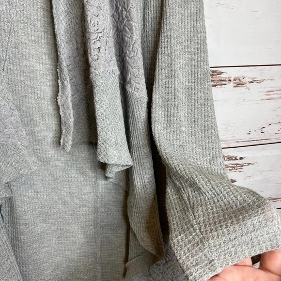 rxb Gray Open Front Cardigan Draped Lace Detail Lightweight‎ Size L - Picture 5 of 10